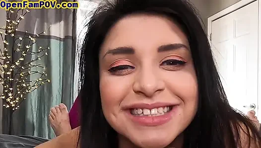 Busty babe deepthroating in POV