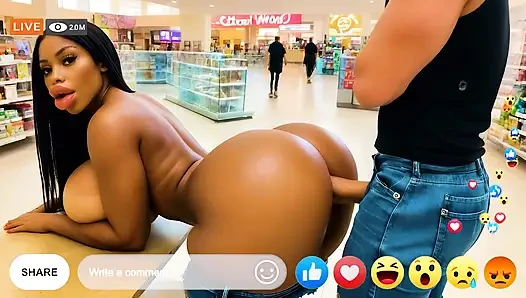 Riesiger arsch, ebenholz-tussi-böse werden in der Öffentlichkeit live auf Facebook gefickt