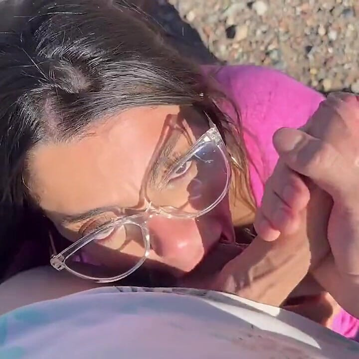 Blowjob in the Middle of the Street with Cum on Her Face