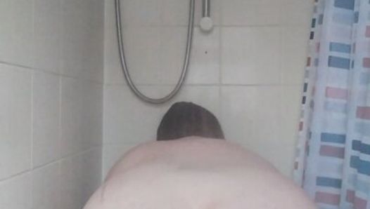My massive meaty body in a steamy shower