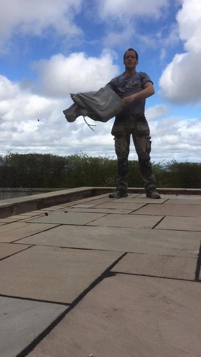 Stripping and more at work outdoors