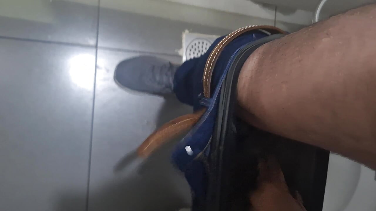Risky Desi guy masturbating in office. Public washroom masturbating.