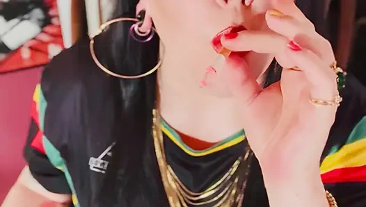 A British Tart Tina Snua Chain Smokes 2 Chinese Cigarettes With Match Light Up - Drifting Smoking OMI OME Snap Inhales