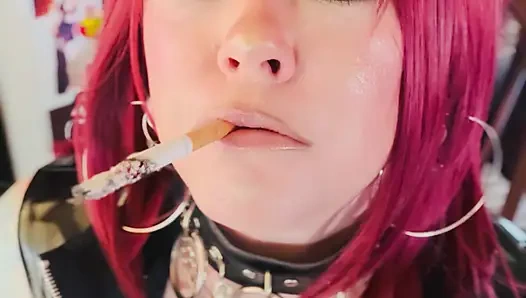 This PVC Hotwife Chain Smokes 2 Cork Cigarettes And Dirty Smoke Slave Talk - OMI OME Drifting Snap Inhales