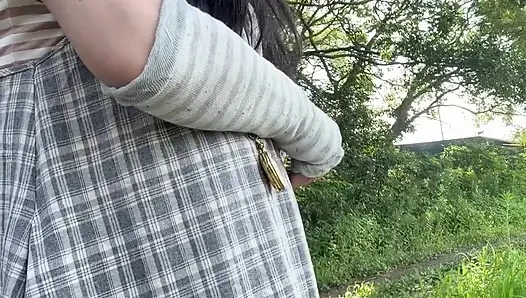 No290 Playing with Anal Plugs on the Street During the Day