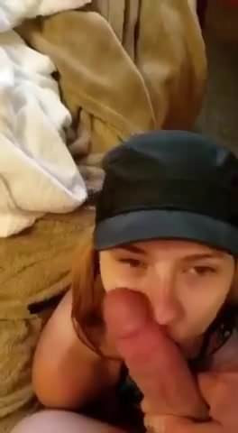 Hot babe sucks dick