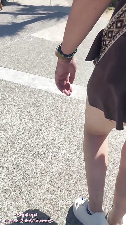 Exhibition in Micro Skirt in Public and Anal Plug