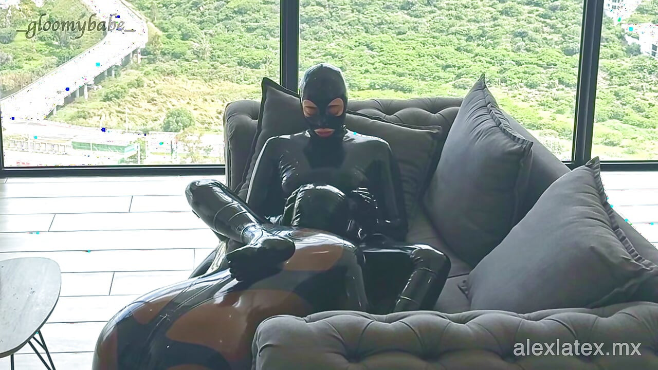 Horny in Latex Enjoying the View, T1 Sofa Pussy Eating and Blowjob - Alex Latex