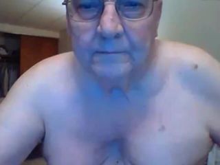 Farfar visar på webbkamera
