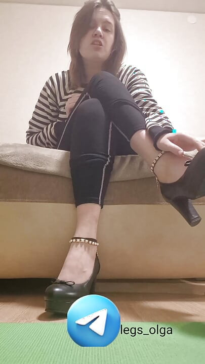The girl makes you lick your feet and shoes. Sweet femdom