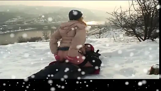 Young MILF Fucked and Creampied in Pussy by Big Hard Cock in the Snow