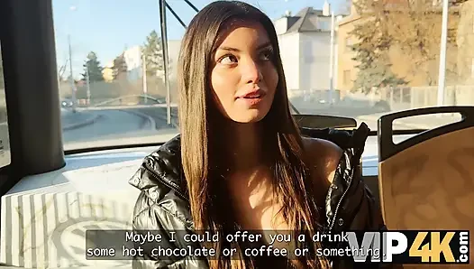 VIP4K. Two pretty Lesbians don't mind to having a Threesome with a stranger from the train