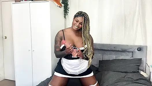 Naughty Ebony Maid Gets Caught Playing