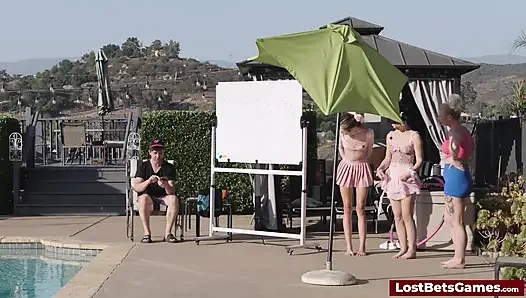 Push-ups test their strength in this wild strip game