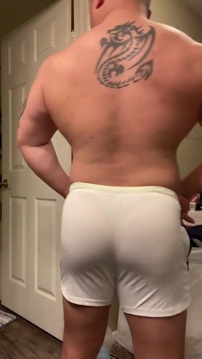 white thongs underneath white shorts