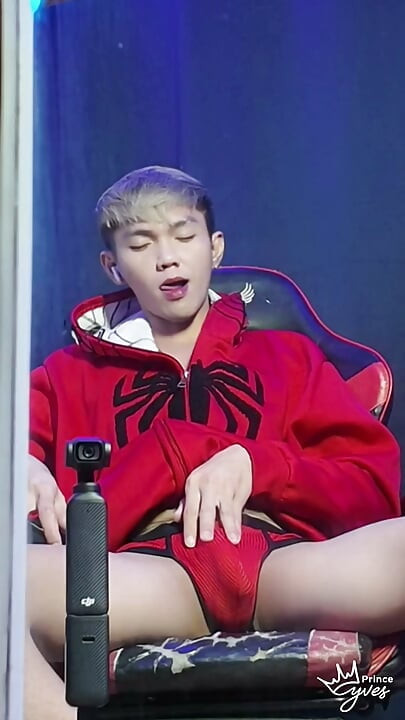Inked Boy in a Spidey Hodi Masturbating
