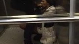 slut suck off cock in elevator