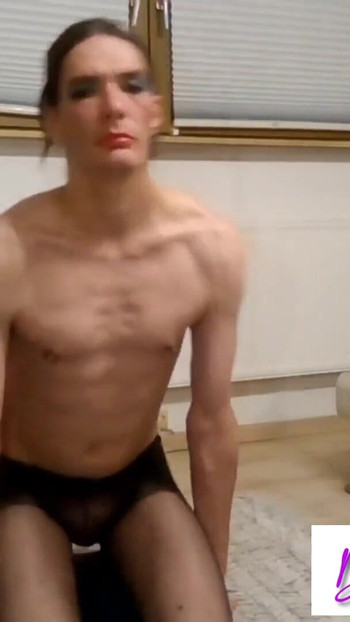 Key moment from "Transformation from a normal guy into a horny made-up sissy sex whore that can be used hard and dirty for"