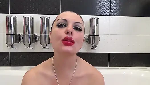 Lip smelling, kissing, duck face with huge red lips. tongue fetish and joi! Cum on my huge red lips!