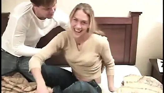 Brunette with small tits enjoying  a hard cock up her pussy