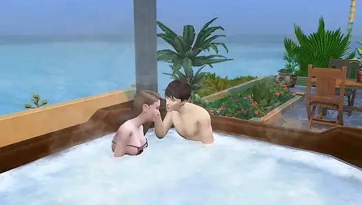 Couple on vacation take the opportunity to fuck in the hydro. The Sims