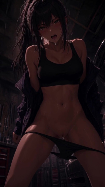 Hot anime mechanic works on the car and gets horny in the process | Clip 3