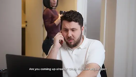 Secretary MariMoore deep-throats a cock and has rough sex with her boss while his wife is in the next room