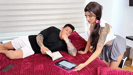 Stepdad helps me with my homework, but he gets turned on and ends up fucking me!