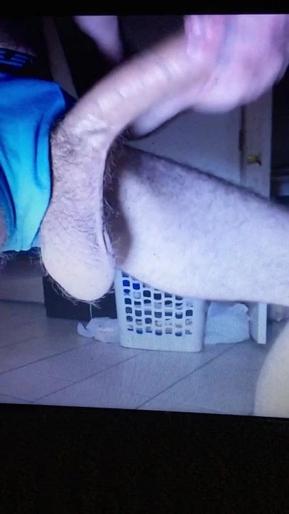 Horse hung cock jerking low hanging bull nuts huge balls