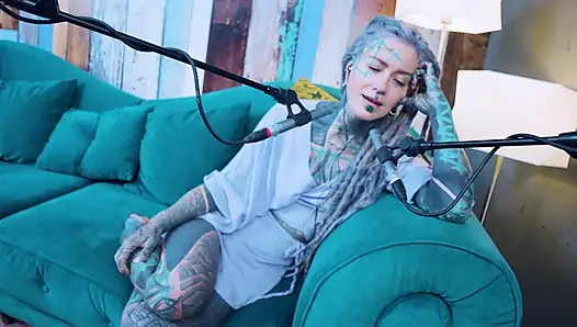 I talk about M - Music - ASMR podcast SFW talking goth skinny girl dreadlocks tattoo model inked girl