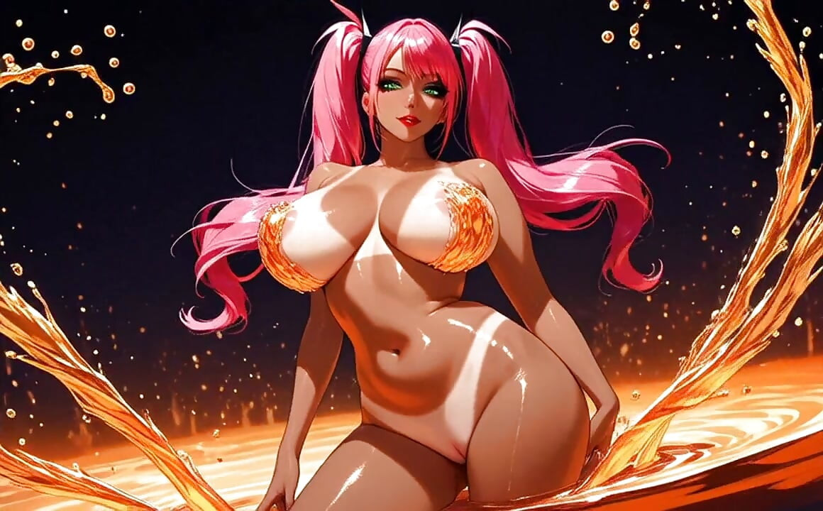 Ateşli neon pembe saçlı, seksi atkuyruklu anime bombamla tanış, Ai animasyon