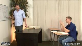 Sexy gays fuck in a meeting at the work