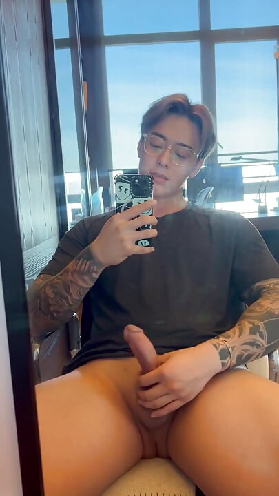 Asian Teen Jerks off Secretly in Study Room