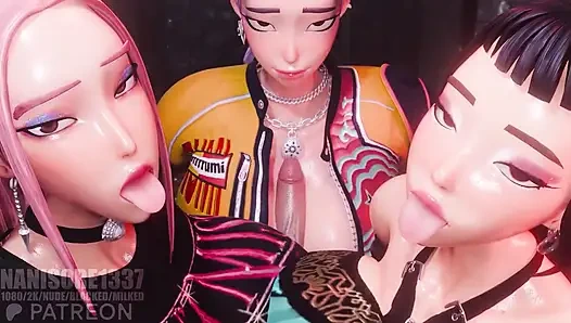 Rumi Mira Zoey Huntrix Triple Titjob 3D