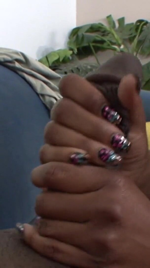 Black hunk nails slender ebony babe doggystyle on the sofa | Clip 1
