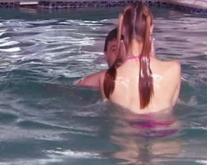 Wet French blonde enjoys anal fuck by the pool
