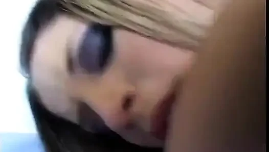 Fresh faced brunette sucks cock and gets jizzed