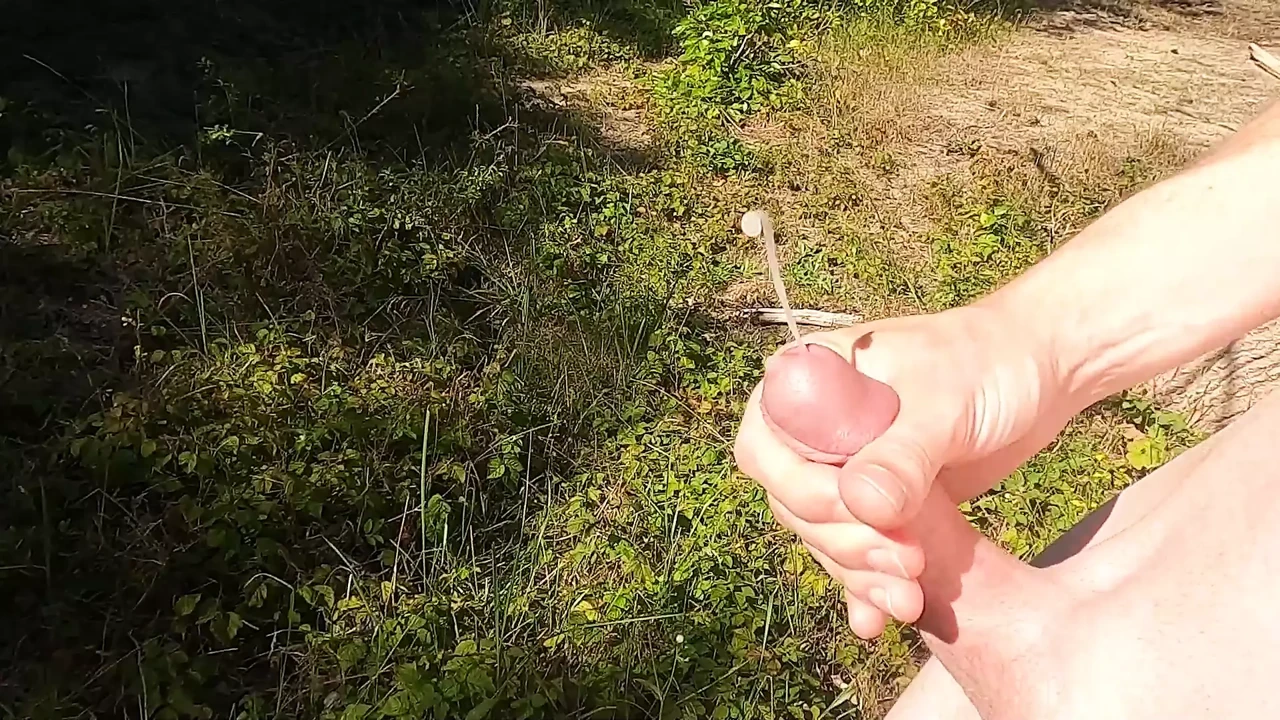 Getting naked outside and cum