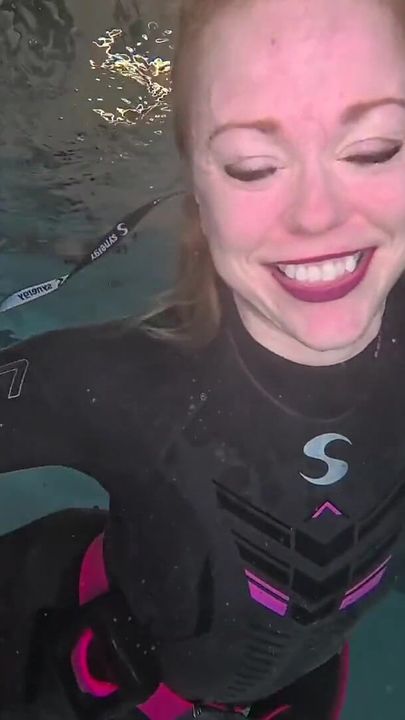 Underwater Wetsuit Dominatrix Tease in Heels