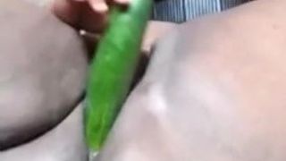 Ebony wife fuck cucumber