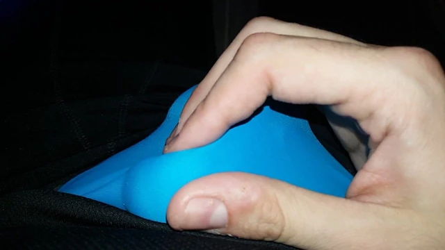 Shiny blue speedos