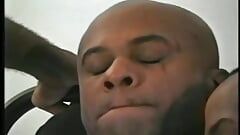 Black Twink Gets His Ass Boned by a Bald Man with Huge Dick in Bareback Style