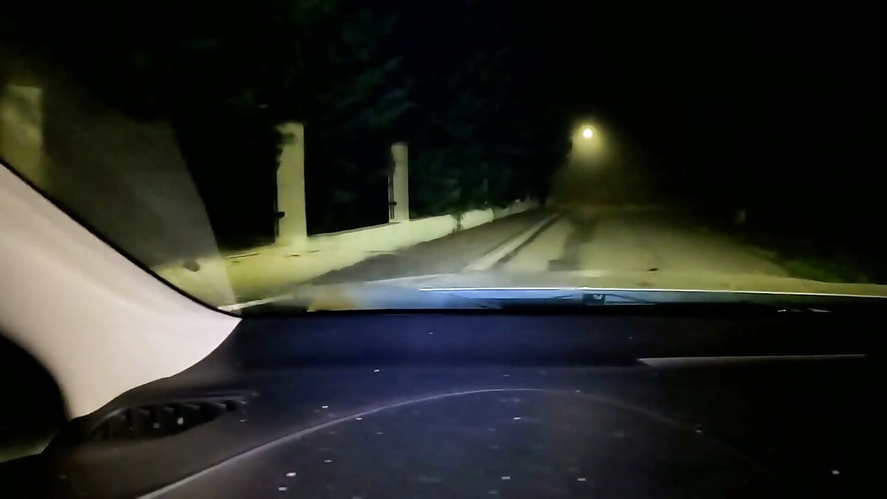 Night Pickup Downjacket MILF Fantasy, Smoking, Car Blowjob and Cum on Glossy Jacket