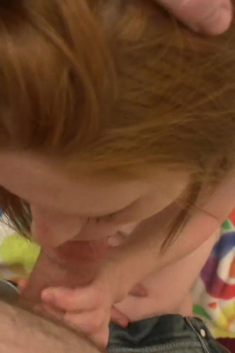 Alluring freckled teen swallows cum