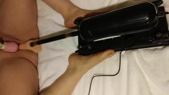 DD playing with her Christmas present, fucking machine.