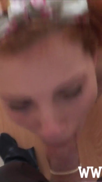 Epic moment from "Submissive Redhead Gives Rough Sloppy POV Condom Deepthroat"
