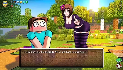 HornyCraft Пародия на Minecraft - Стив получает грязную дрочку от Дженни за алмаз