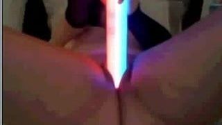 Masturbating whit neon tube