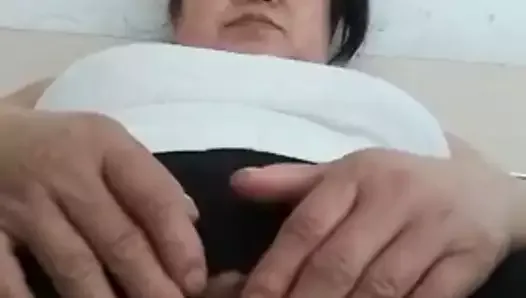 Asian granny masturbating