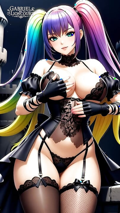 Chicas góticas hentai con el pelo tetona mostrando sus grandes tetas